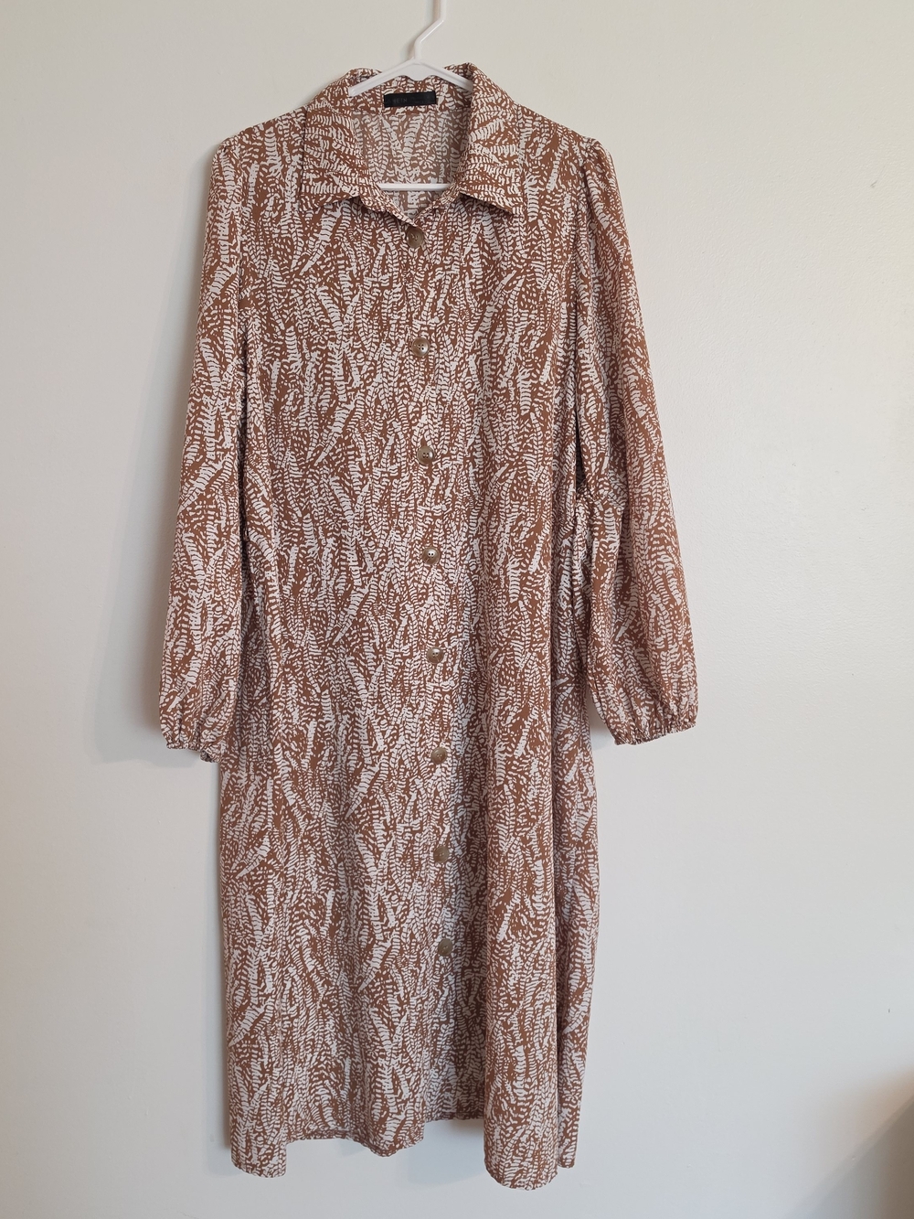 Women's Brown Printed Button-Front Dress